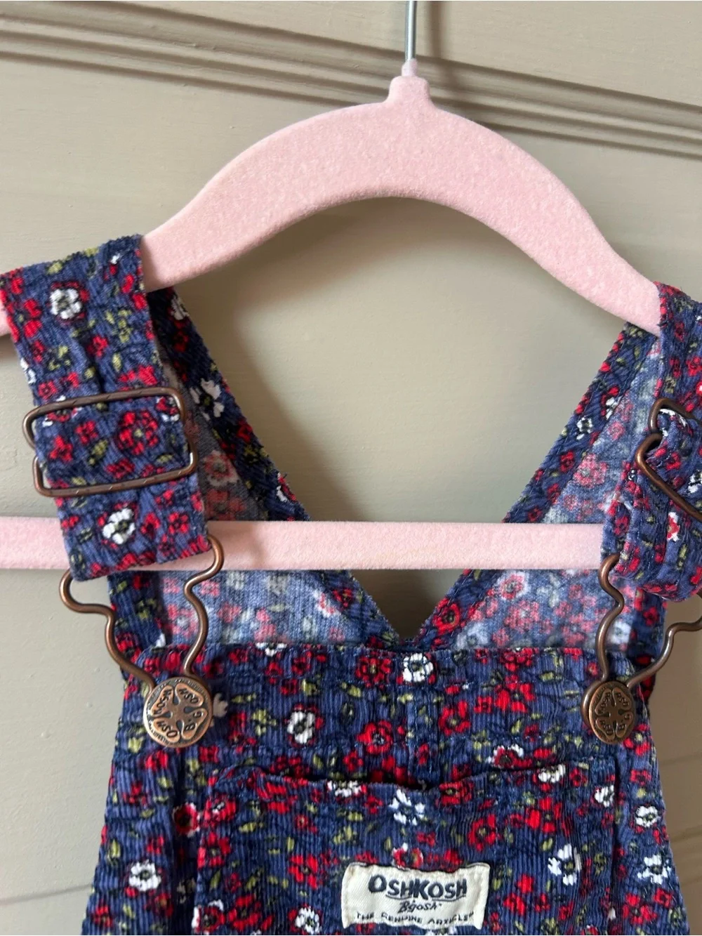 Oshkosh B’Gosh fall floral corduroy vest back overalls - 12-18m